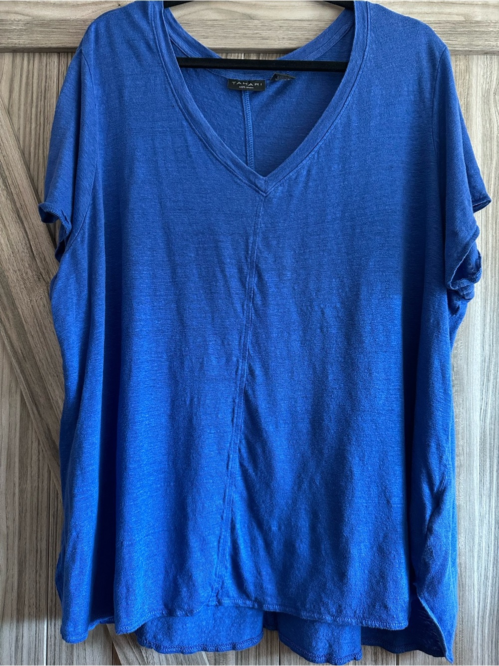 Tahari Blue Linen T-shirt 3X